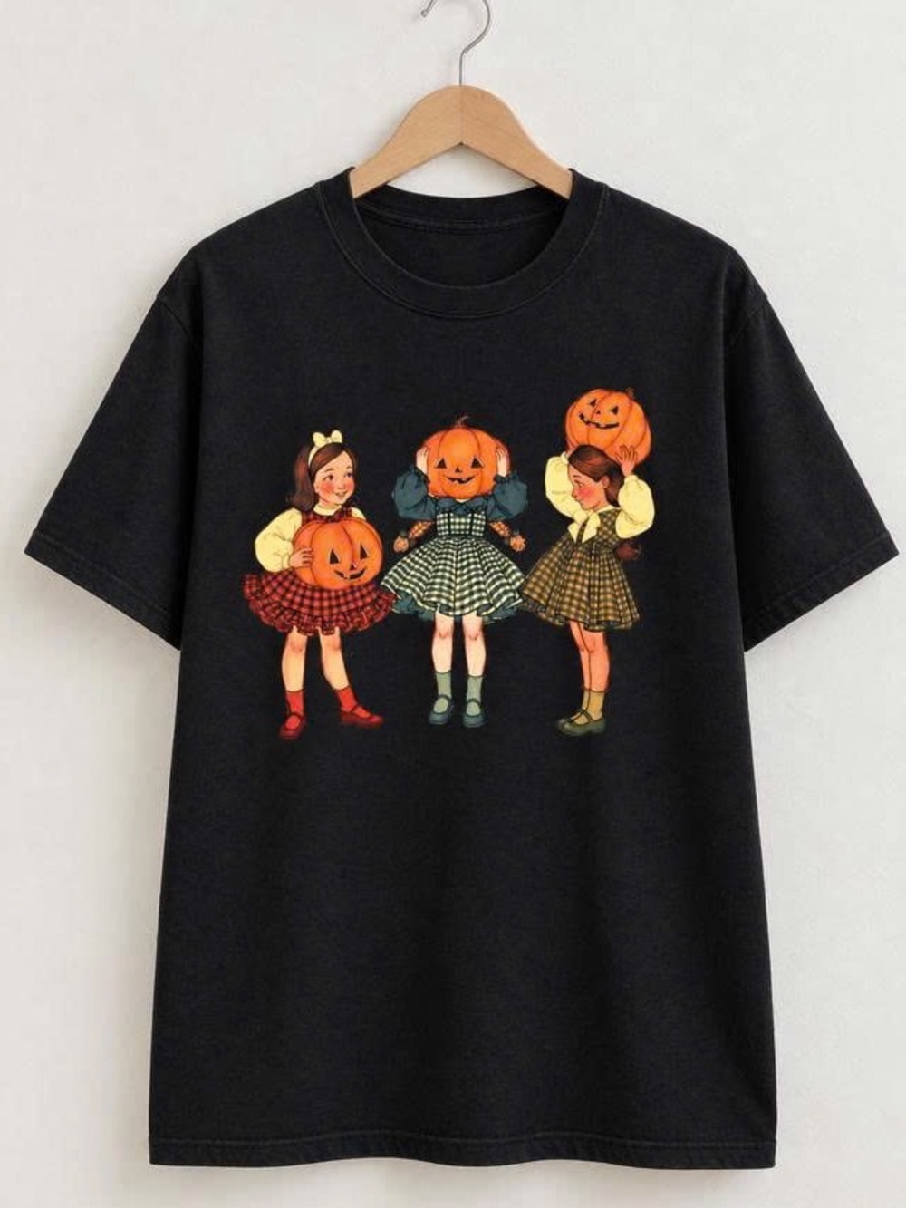 Black Halloween Pumpkin Trio Costume Tee